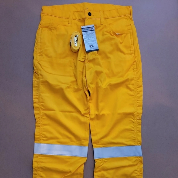Crude FR Fire Resistant Mens Reflective Work Pants 33x30 New YEL-7952 - Picture 1 of 4